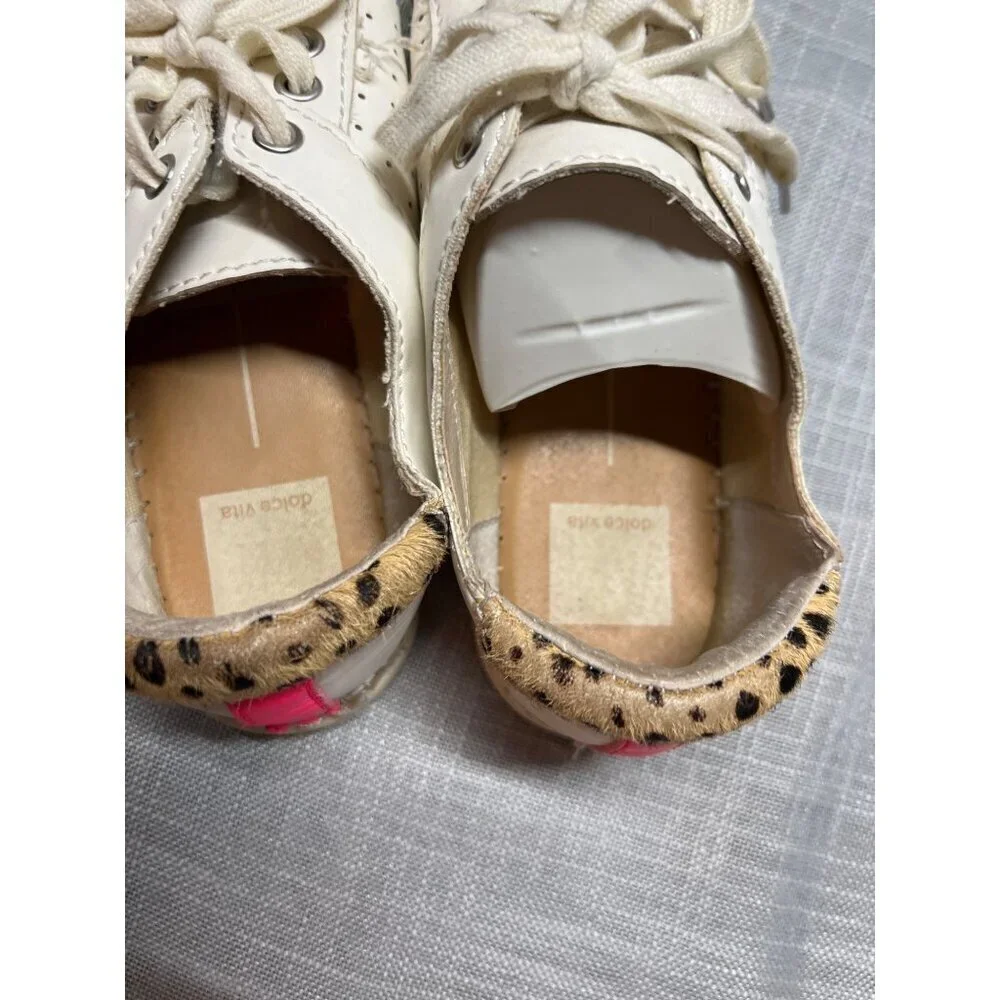 Dolce Vita Morris Comfort Sneaker Shoes Beige Leopard Print Womens Size 6.5